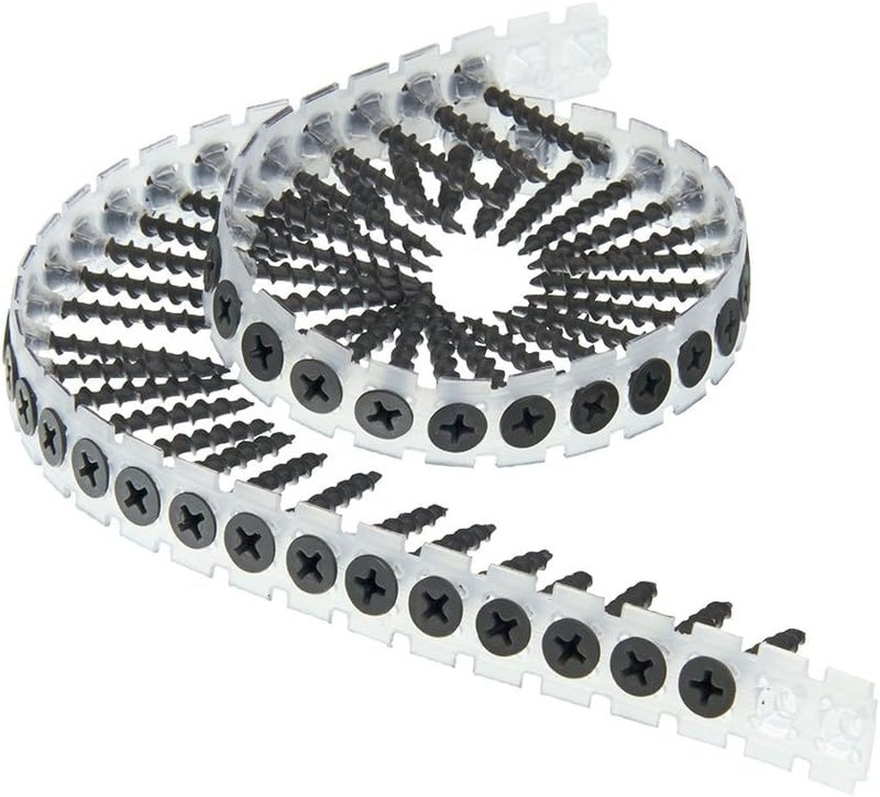SUNEKE 1000PCS #6 X 1-1/4" High Hardness Drywall Collated Screws, Black Phosphate, Coarse Thread, Phillips Drive, Bugle Head, Wood Screws with Organizer Box - Image 3
